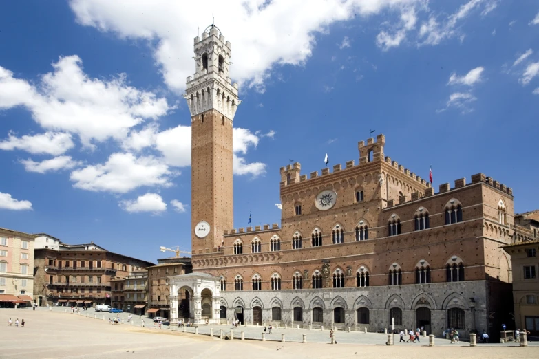 a clock tower rises above the city center