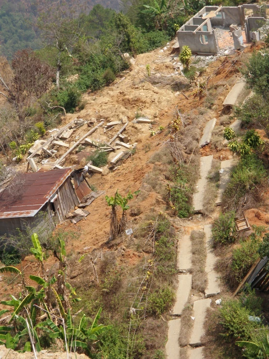 a very pretty dirt hill with houses built on top