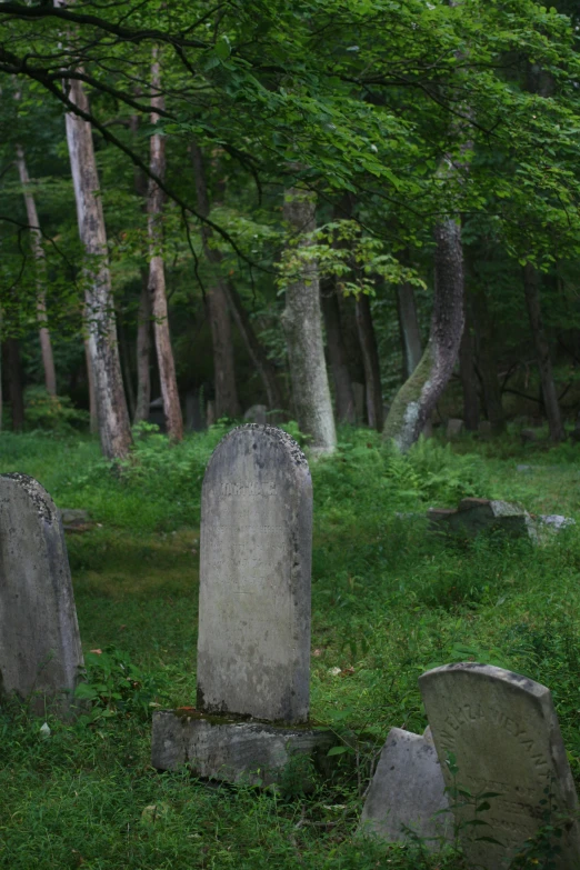an old cemetery with graves sitting in the grass