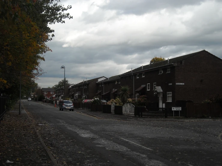 several houses are located on the outskirts of the road