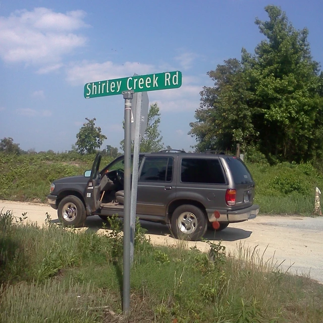 a vehicle is parked on the side of the road