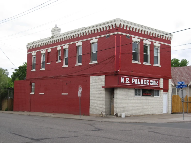 red and white brick building in the town