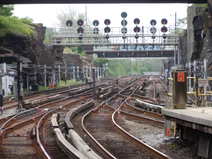 many tracks run through an abandoned industrial facility