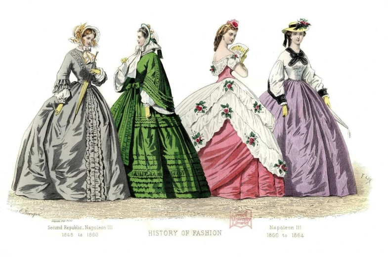 four dresses from the late nineteenth century