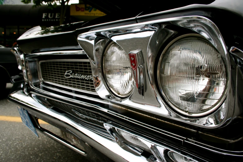 this is a close - up of the headlights on an old car