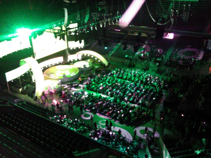 an aerial view of the event venue at night