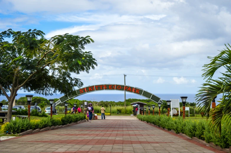 the archway at the entrance to the garden park