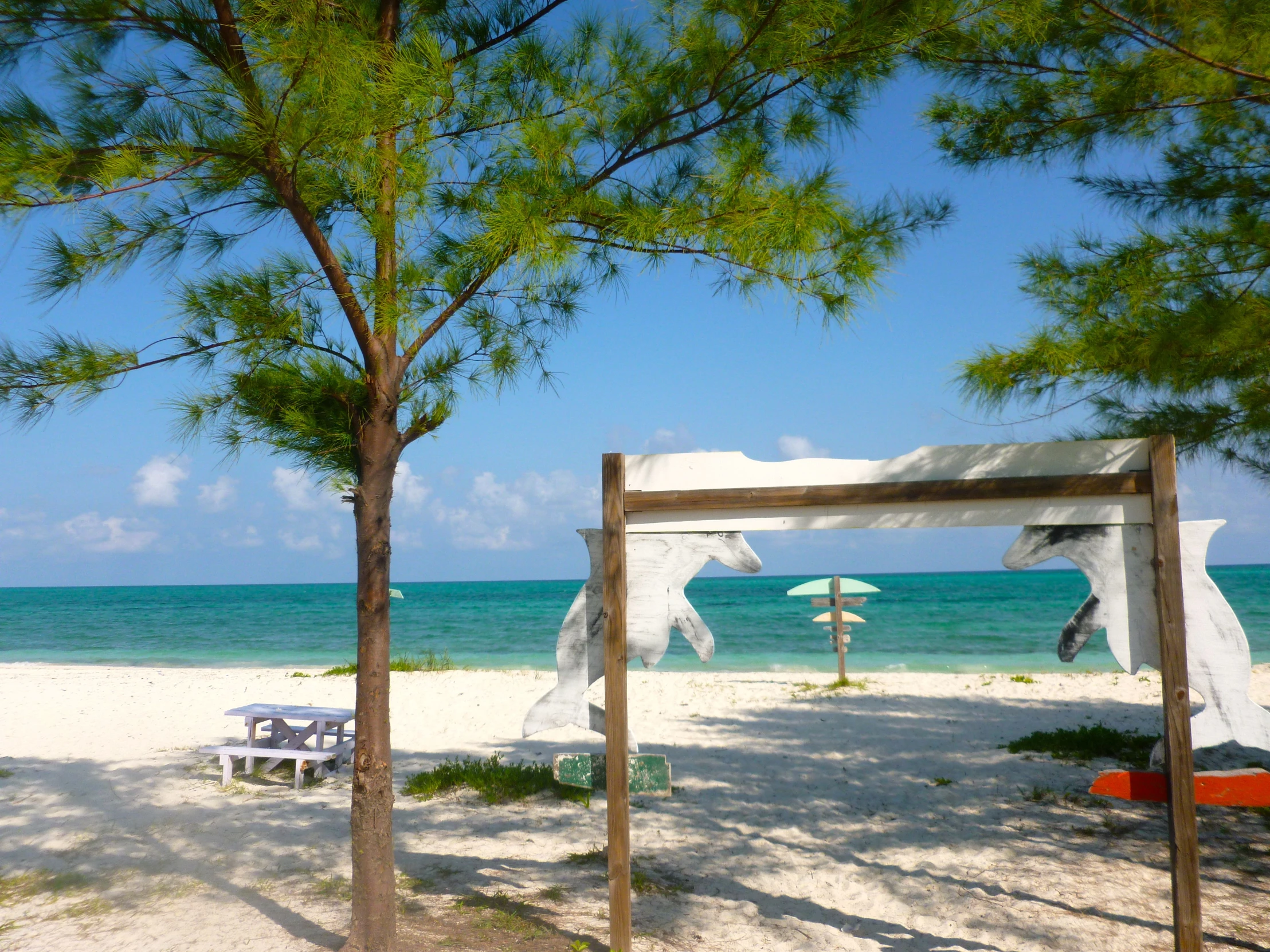 the beach is clear and blue and green