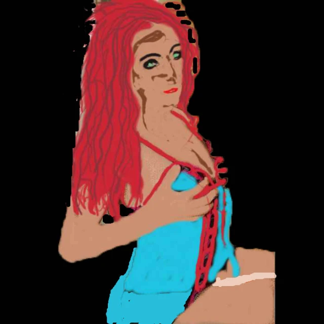 a digital painting of a girl with red hair