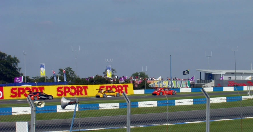 a race track with a large advertit on the side