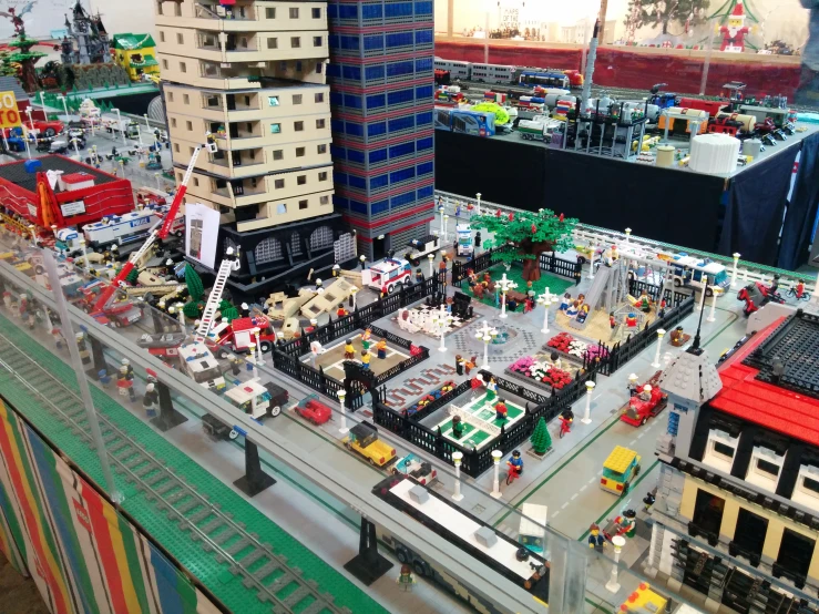 a large model of a city with buildings and streets