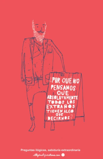 red poster of an entre with man standing