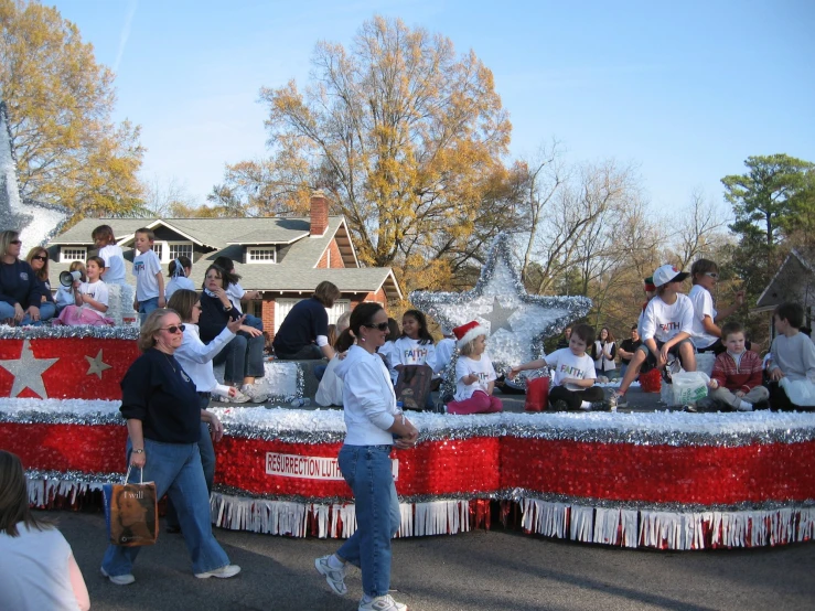 a float that has several people in it