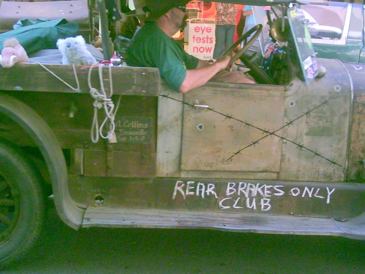 the jeep driver drives up to the bar for the customers