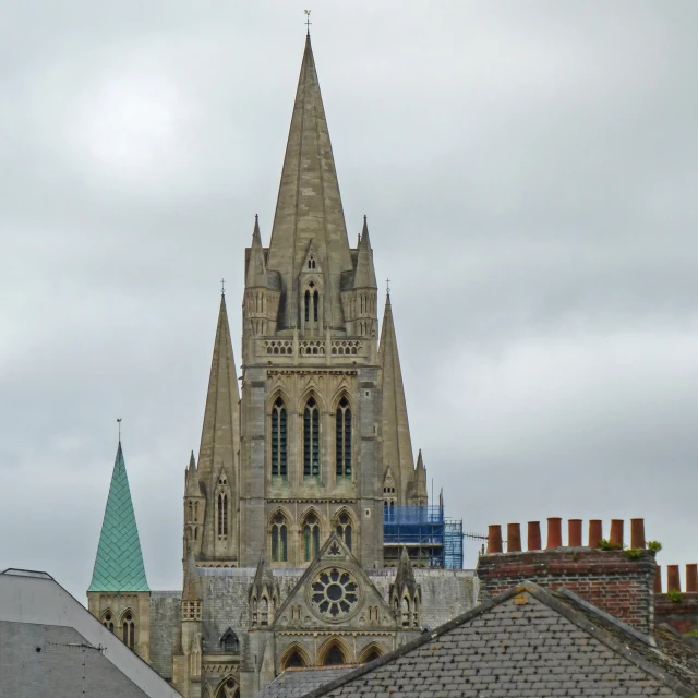 a large cathedral is shown from the ground level