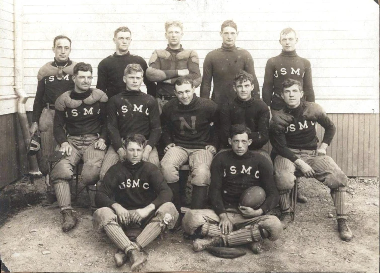 an old picture of a team picture for football