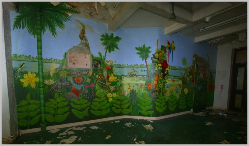 mural depicting the history of a garden in the park