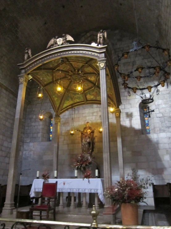 inside of a church with an altar and a alter