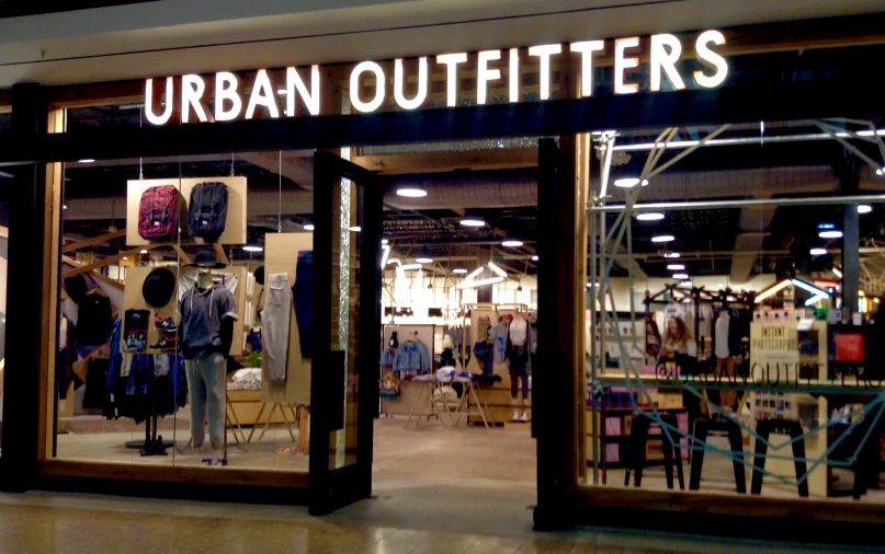 the storefront of an urban outfitters department