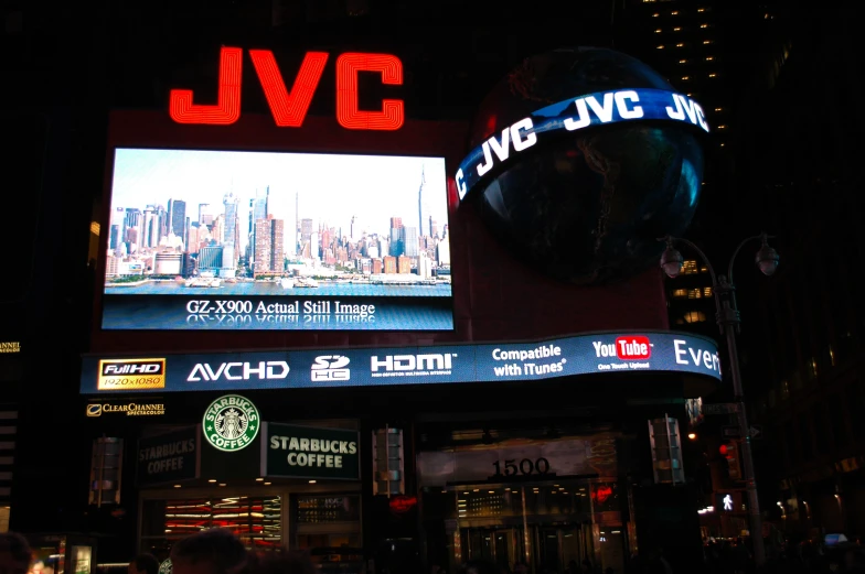 a busy intersection on new york's times square at night