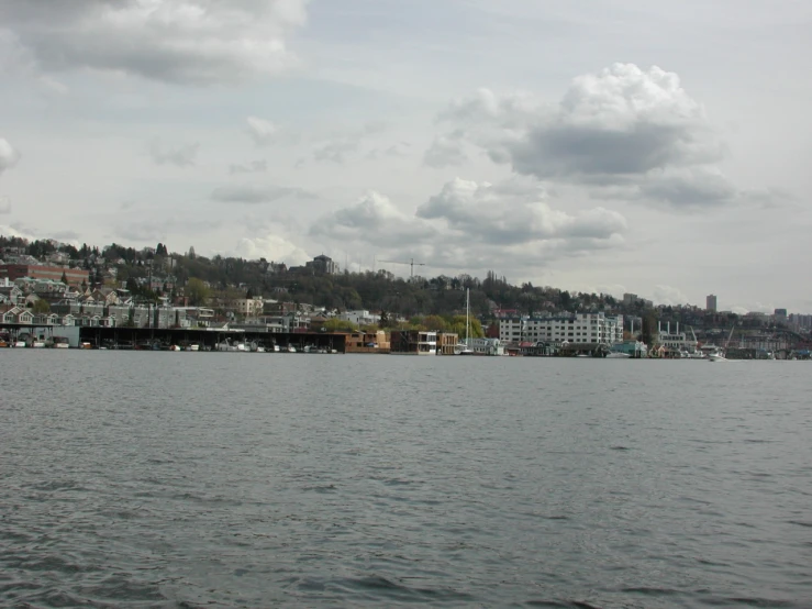 a river with many houses along it