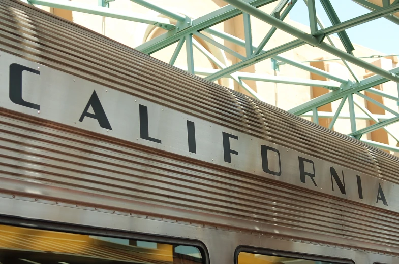 a passenger train with the name california on it