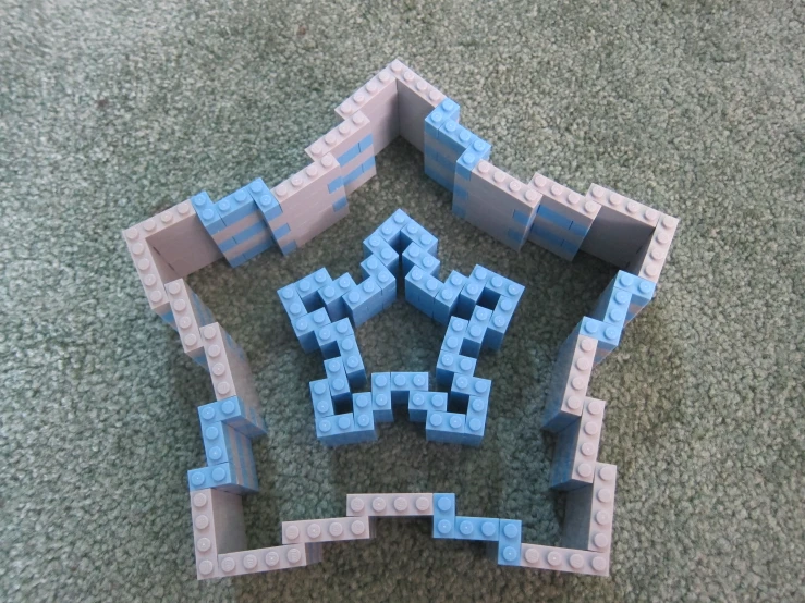 there is a set of blue and pink blocks