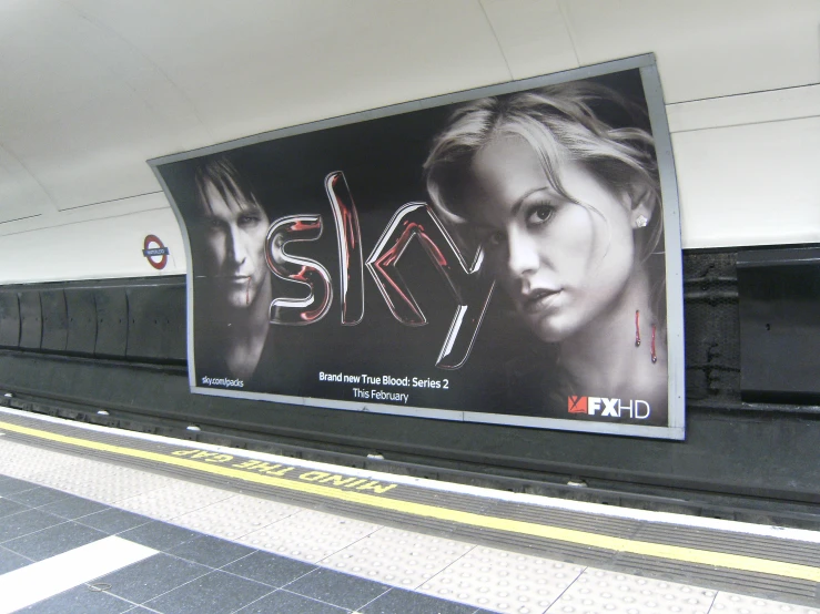 a billboard advertises the upcoming series of sky