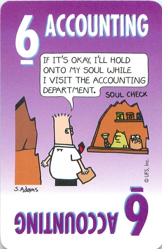 a card from an old cartoon with the saying, 5 - 11 accounting
