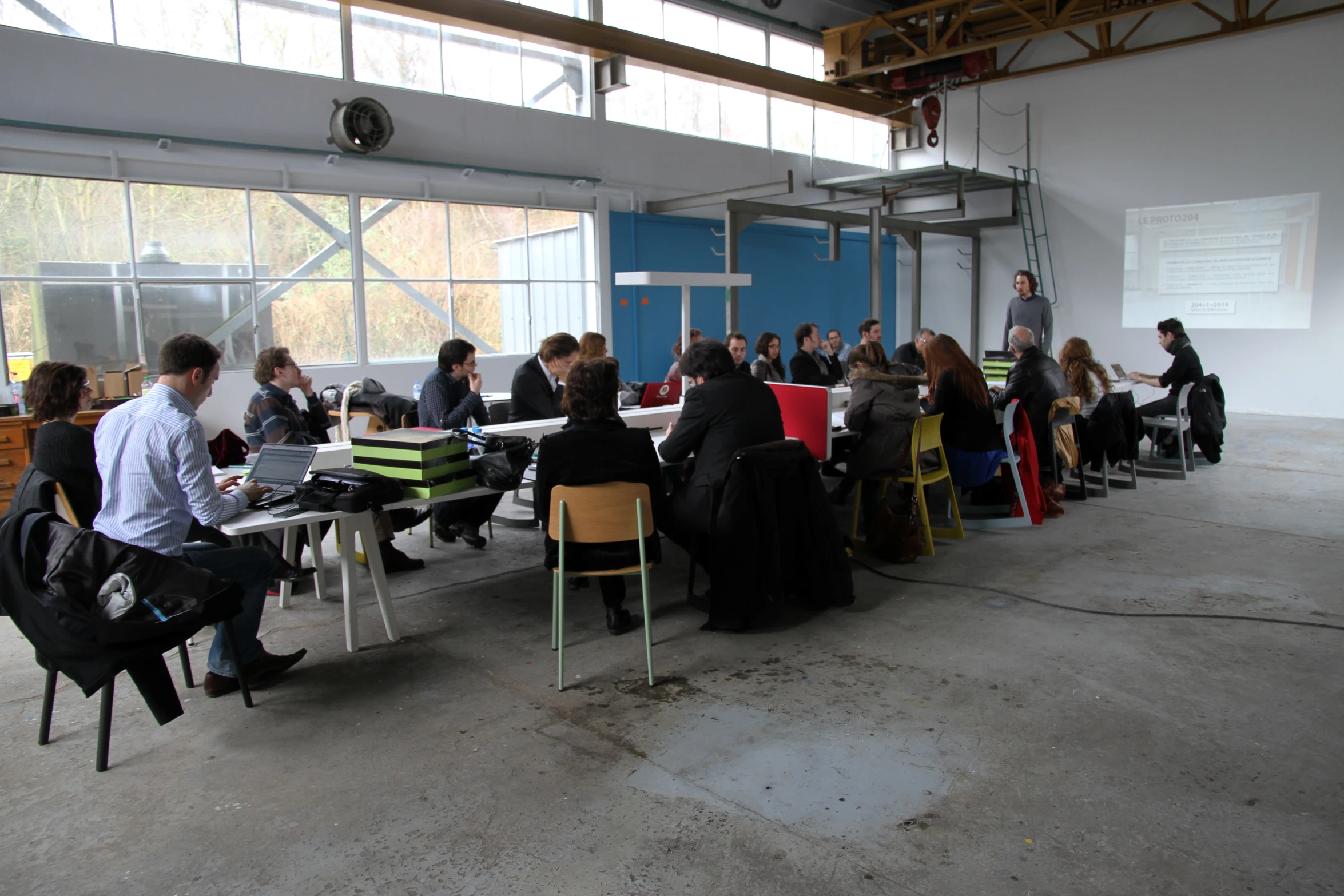 a group of people sitting around a table