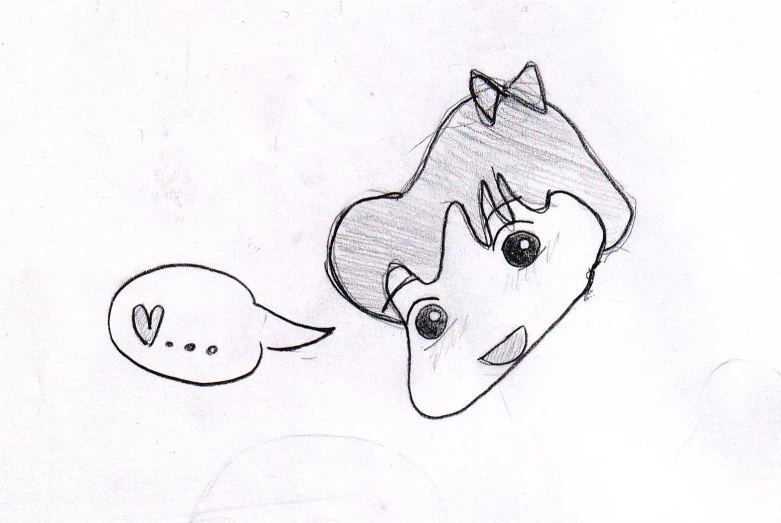 a drawing of a horse, a thought bubble, and a speech bubble