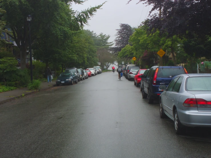 a line of parked cars next to a street