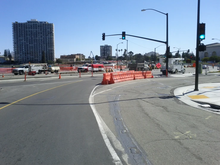 a construction area is under construction and is next to the intersection