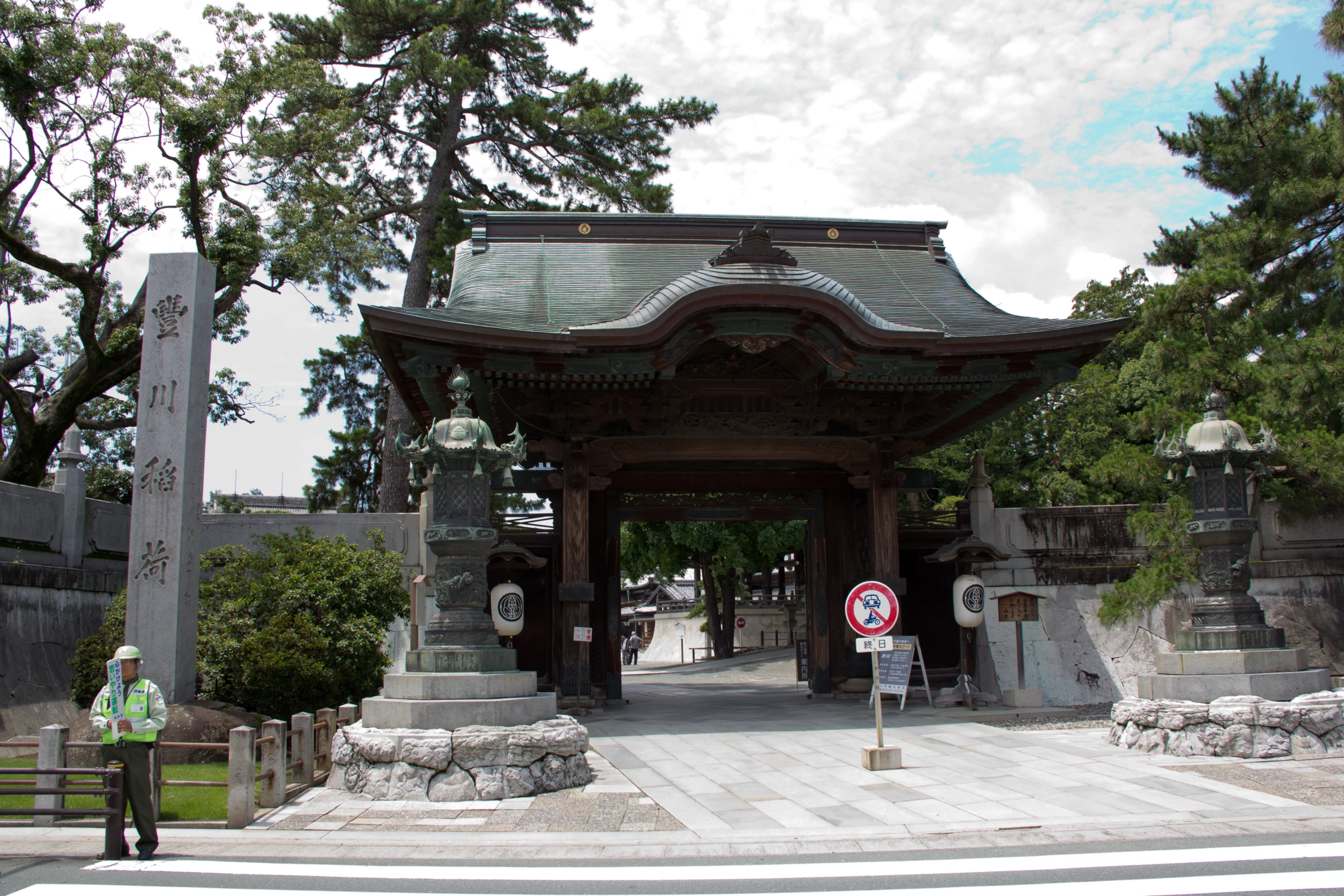the oriental shrine has a cross at the entrance