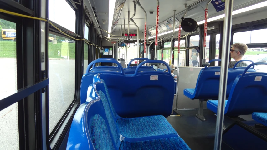 a empty bus is parked in an empty parking lot