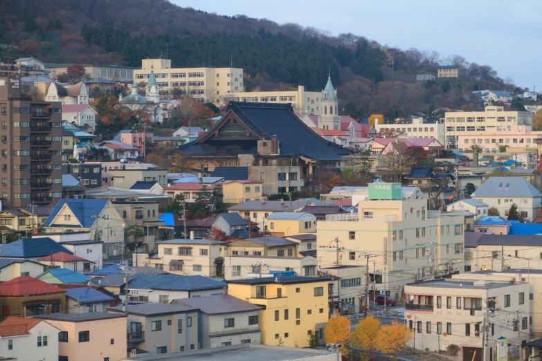 many old buildings stand below the blue sky