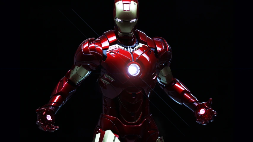 the iron man is glowing with his light