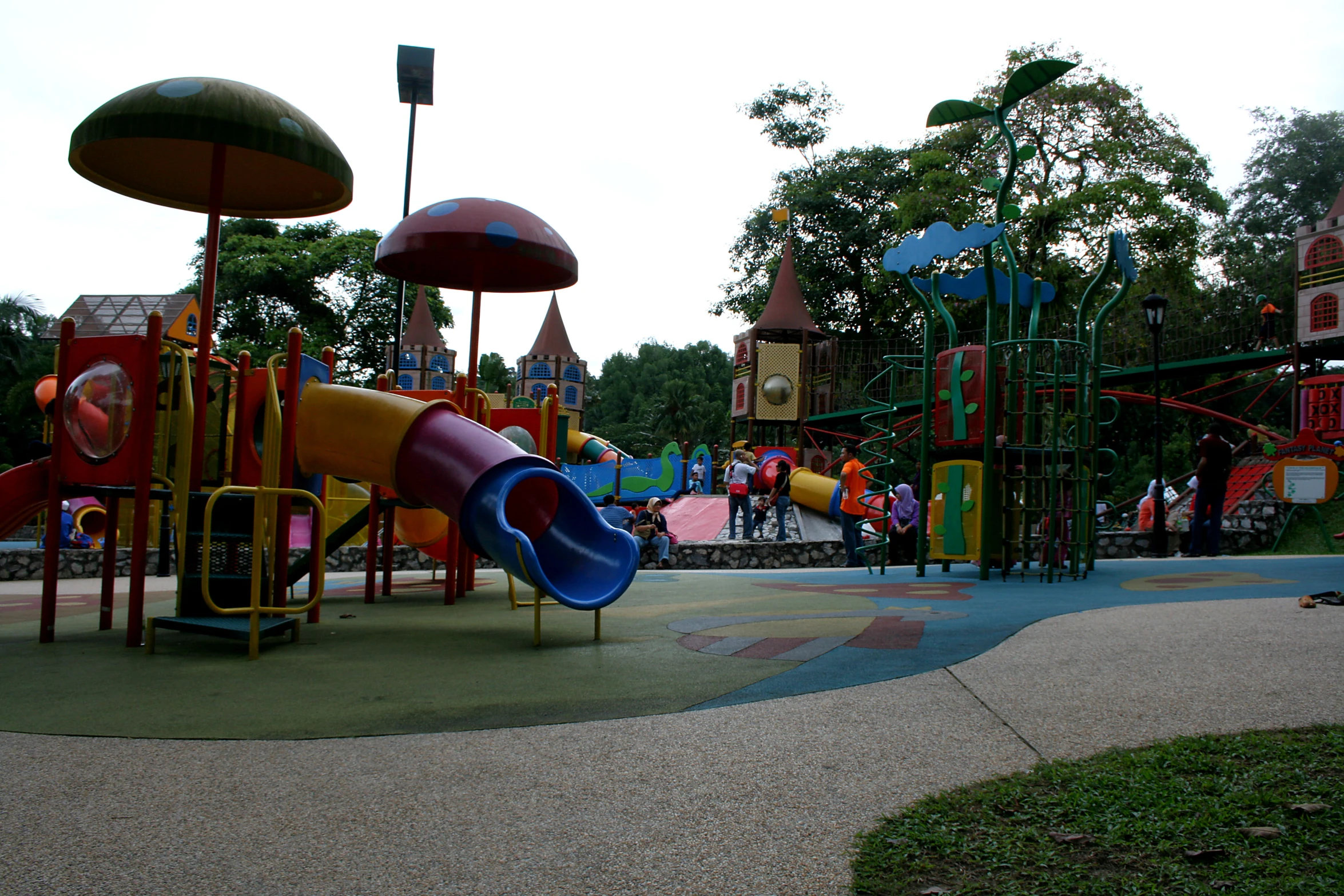 playground area for children with different colored slides