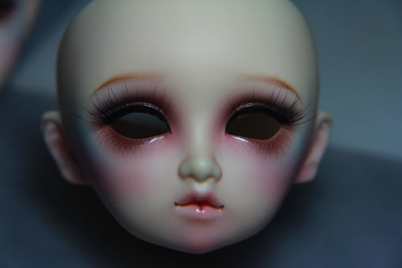 the face and eyes of a doll are shown