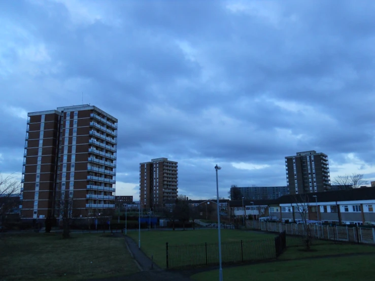 a bunch of buildings in a large open area