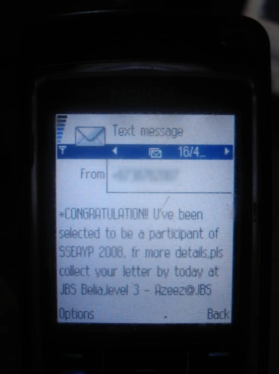 an email message being displayed on a cellphone