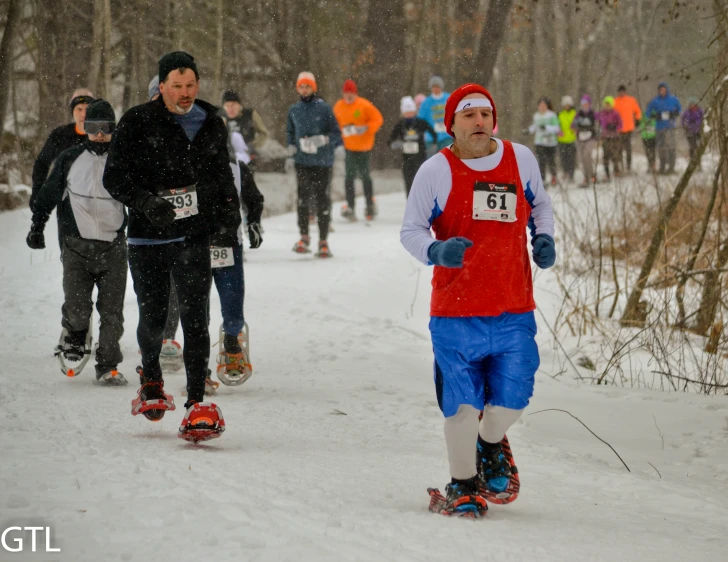 group of people competing in a winter marathon