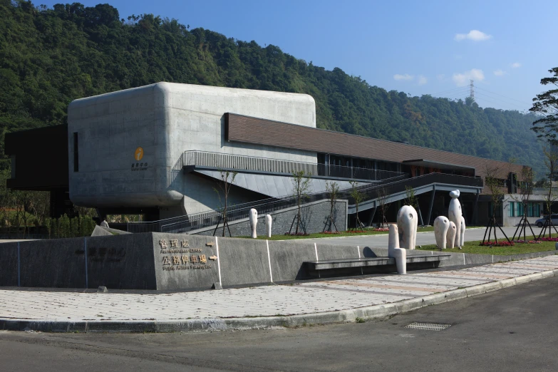 there is a building with statues and a sky view