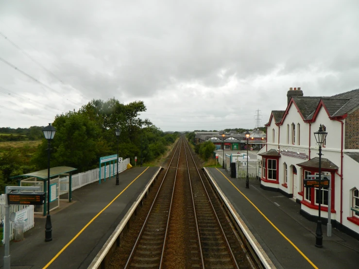 train tracks going through the middle of town