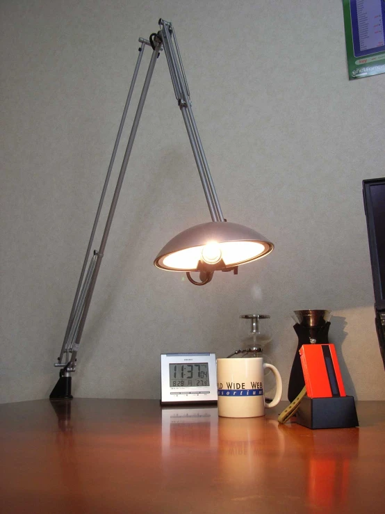 a table that has a lamp on it