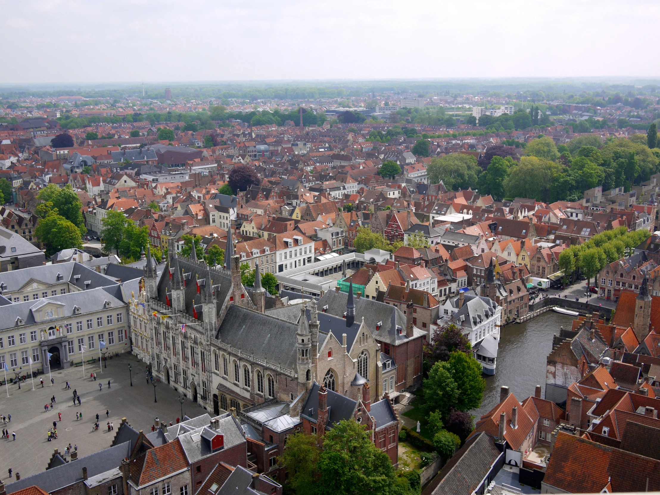 a large town with many old buildings around it