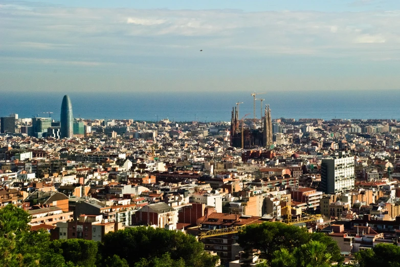 an elevated view of the city is seen