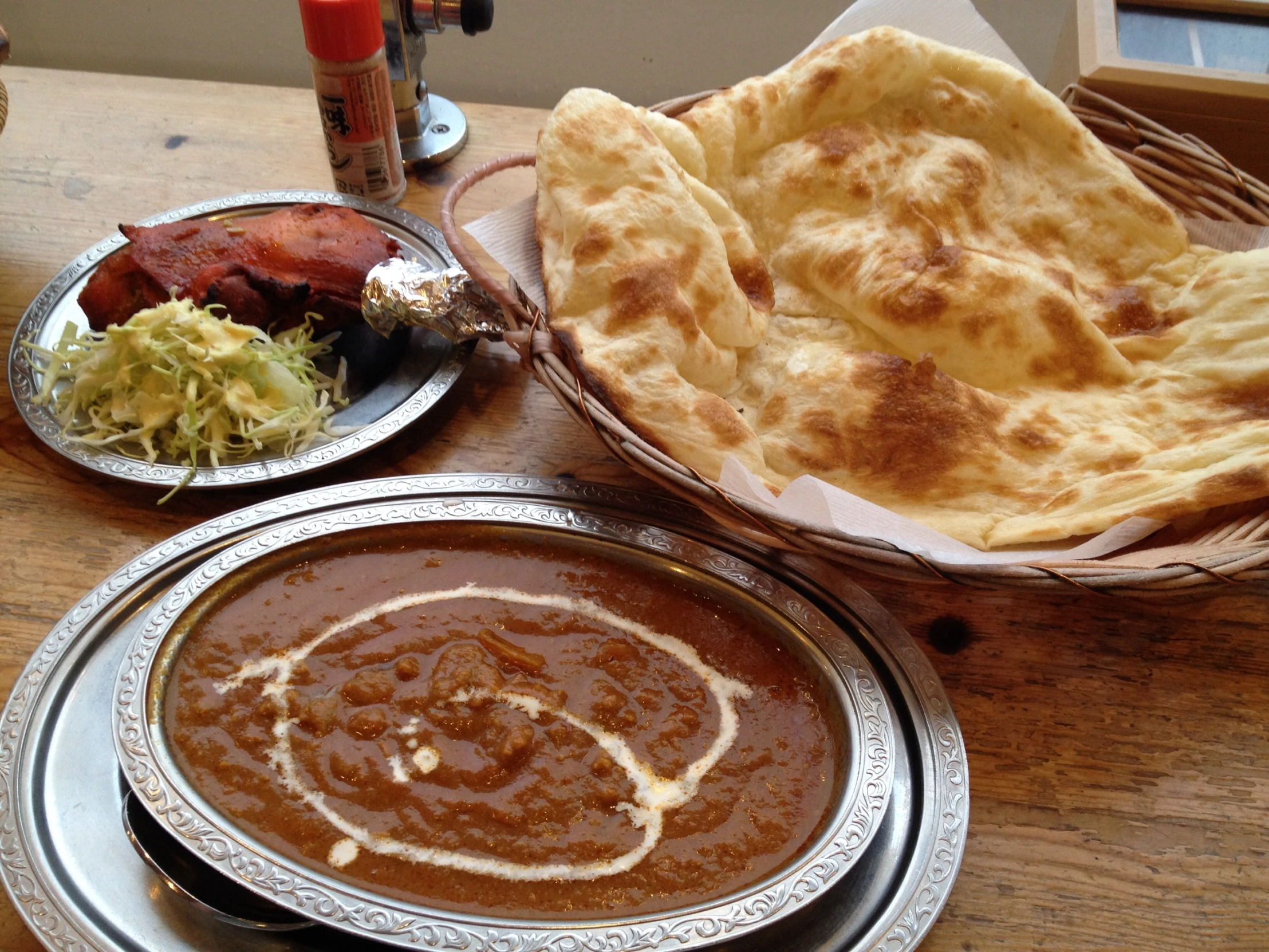 a close up of food on plates near other plates