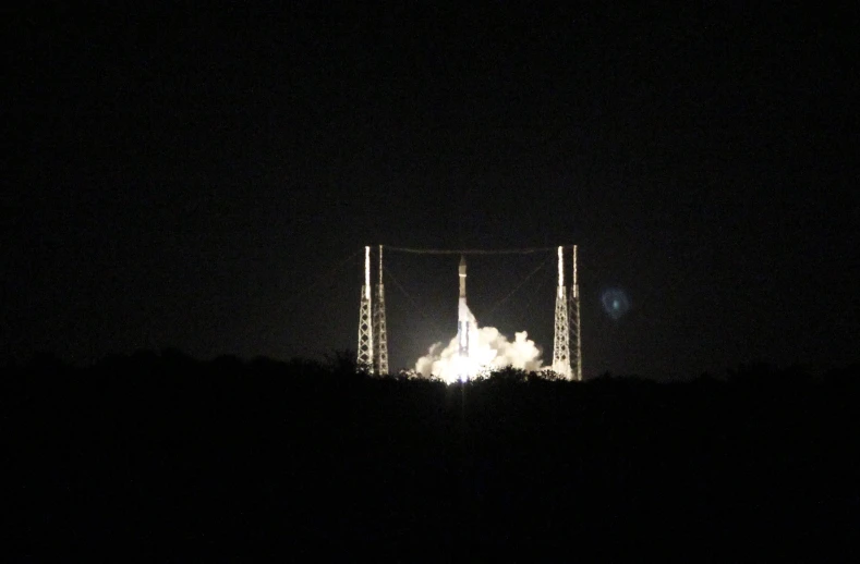 the space shuttle is lit up with its illuminated launch