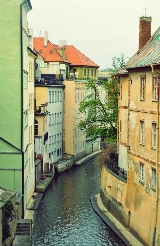 view of a water street and buildings in the middle